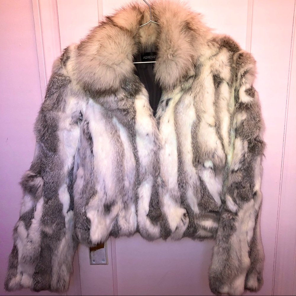 Adrienne Landau real rabbit&fur coat